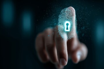 Secure Access Finger Print Biometric Authentication Technology Digital Key Concept