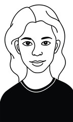 a portrait of a young woman with wavy hair. She has a calm and pleasant facial expression