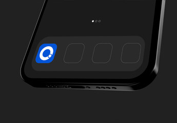 Mobile App Icon on Smartphone Screen Presentation Mockup