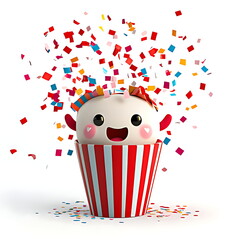 3D party popper with confetti for party, birthday and new year.