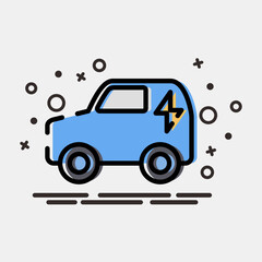 Icon electronic vehicle. Renewable energy elements. Icon in MBE style.