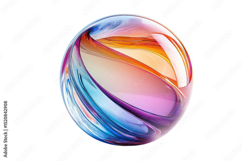 Aufkleber abstract colorful glass sphere with swirling, vibrant patterns and glossy texture background removed