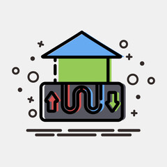 Icon geothermal heat pump. Renewable energy elements. Icon in MBE style.