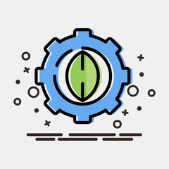 Icon green tech. Renewable energy elements. Icon in MBE style.