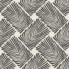 Trendy minimalist seamless botanical pattern with abstract creative hand drawn composition