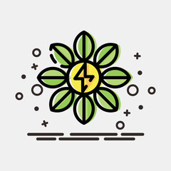 Icon power of nature. Renewable energy elements. Icon in MBE style.
