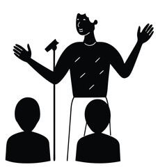 a speaker making a presentation, sharing ideas and captivating audience attention