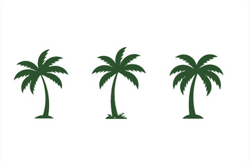 Three palm tree icons set on a white background.
