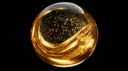 Golden liquid oil bubble elements, 3d rendering. Stock Illustration