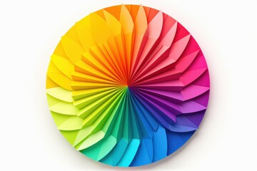 Obraz premium Colorful paper fan design showcasing vibrant gradient shades in a circular arrangement