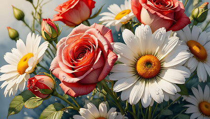Fototapeta premium Pink roses bouquet on a white background, perfect for a romantic gift or floral wedding arrangement