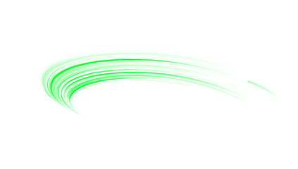 Abstract green streak with curved line, blur flash effect and trail ray glow on dark 16 background PNG PNG.