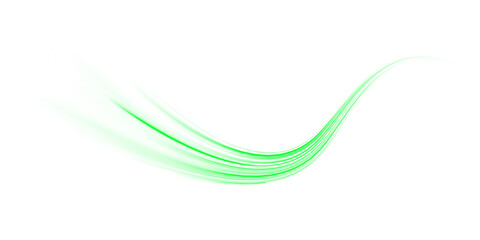 PNG glowing green streak trail and curve line over road with motion speed blur PNG, where tail lights stretch into a luminous line and dynamic energy shapes the final green line.