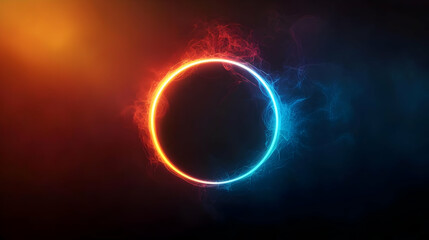 Obraz premium Glowing Neon Circle With Red And Blue Light