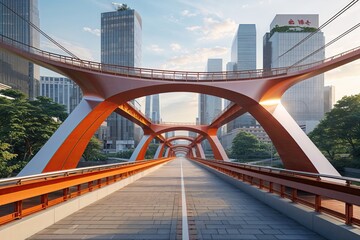 Obraz premium Innovative Scenic Cantilever Bridge Design Highlighting Urban Beauty and Functionality