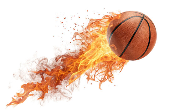 Flaming basketball in grunge vector illustration for a fiery competition