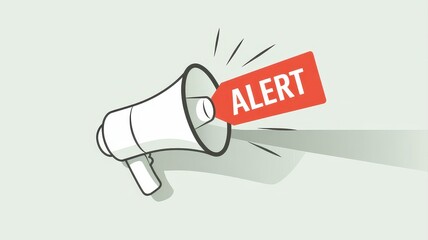Urgent health warning notice concept. Megaphone with an alert tag, symbolizing urgency and announcements.
