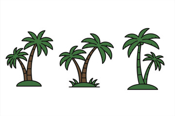 Obraz premium Three palm tree icons set ona white background.