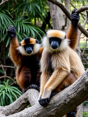 Naklejka premium Gibbons at the zoo in Tenerife island