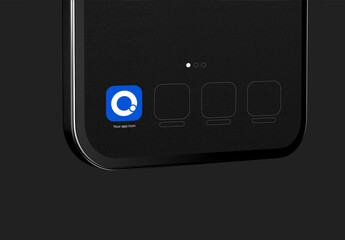 App Icon Branding Mockup on Smartphone Screen Presentation