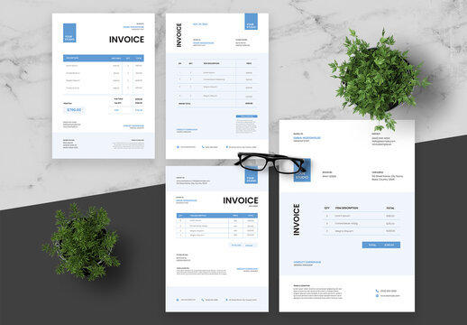 Blue And Black Invoice