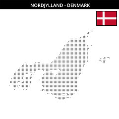 Obraz premium Small dots map of Nordjylland in Denmark