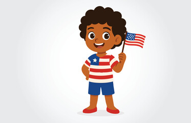 American Kids Boy Cartoon Character Illustration Template

