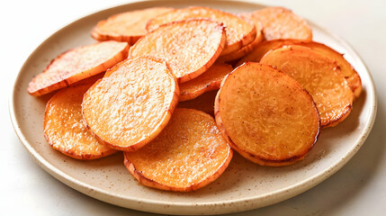 Crispy Baked Potato Slices On Plate