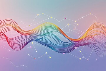 Vibrant Rainbow Gradient Lines and Detailed Wave Patterns Showcasing Digital Connectivity in Storytelling