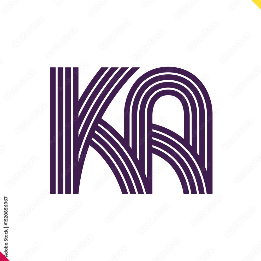 Fototapete parallel line monogram initial logo, combination of letter k and a. best for name abbreviation.