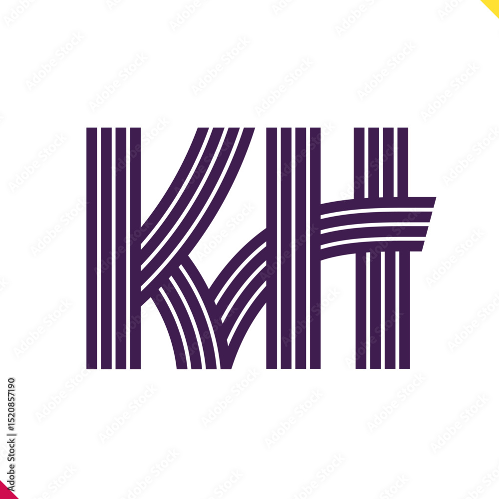 Fototapete parallel line monogram initial logo, combination of letter k and h. best for name abbreviation.