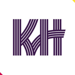 Parallel line monogram initial logo, combination of letter K and H. Best for name abbreviation.