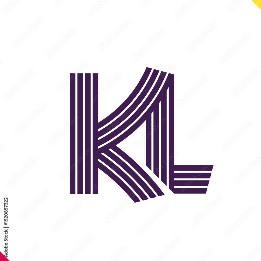 Fototapete parallel line monogram initial logo, combination of letter k and l. best for name abbreviation.