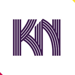 Parallel line monogram initial logo, combination of letter K and N. Best for name abbreviation.