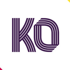 Parallel line monogram initial logo, combination of letter K and O. Best for name abbreviation.