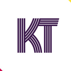 Parallel line monogram initial logo, combination of letter K and T. Best for name abbreviation.