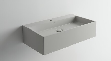 Modern rectangular washbasin in light gray minimalist design isolated product shot