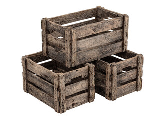 Three rustic crates