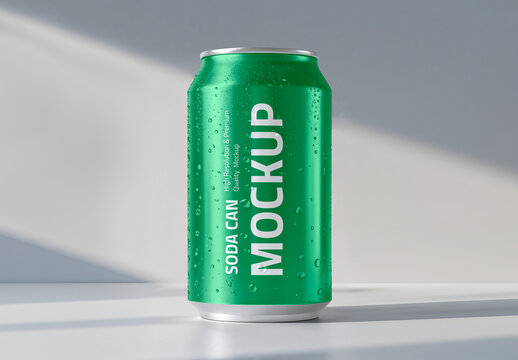 Beverage Soda Can Branding PSD Mockup