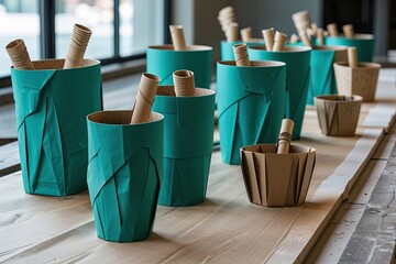 Crafting Innovative Paper Vessels with Bold Teal Design for Enhanced Creativity
