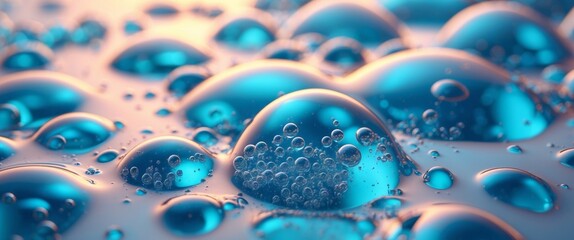 Captivating CloseUp of Water Droplets with Entrapped Air Bubbles and Reflective Surface