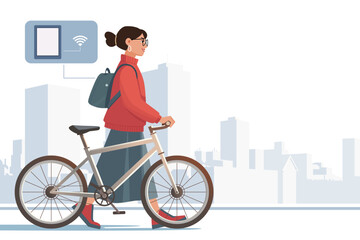 Digital Nomad Exploring a New City with Laptop and Backpack
