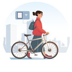 Digital Nomad Exploring a New City with Laptop and Backpack