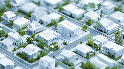 Urban Neighborhood 3D Model Illustration