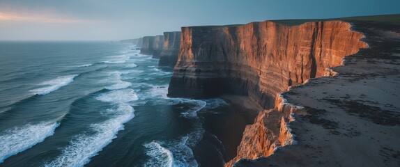 Majestic Coastal Cliffs at Sunset, Australias Rugged Coastline, Ocean View