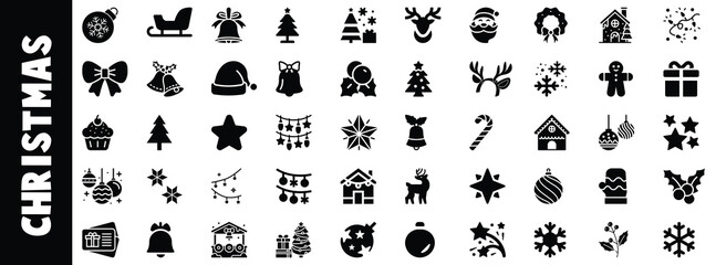 Christmas icons collection festive holiday symbols design elements