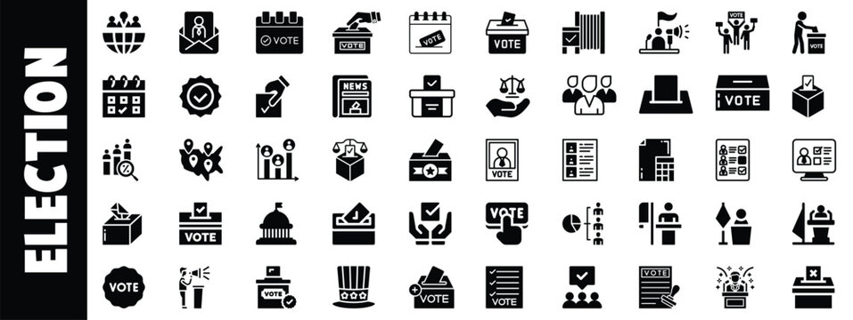 Election voting ballot box politics democracy icons