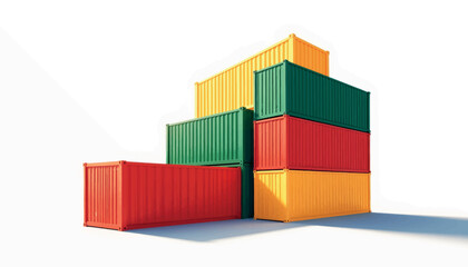 Colorful cargo container stack showcasing logistics design, transportation