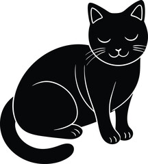 black and white cat vector illustration