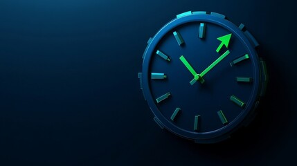 3D blue clock with green arrows representing the update process. Vector graphic concept. 